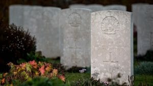 Image of Headstones of Australian soldiers at the Australian National Memorial, Villers-Bretonneux, France.